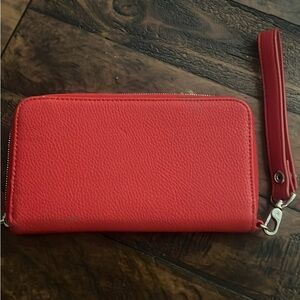 Red Zip-Around Wristlet Wallet